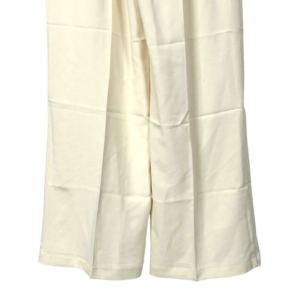 DECIVI Wide Leg Pleated Tailored Trousers Cream Size S New - Picture 9 of 10